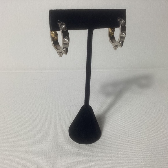 Alexander McQueen Silver Skull Hoop Earrings - Picture 1 of 3